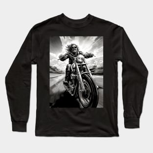 Motorcycle Ride: Two Wheel Freedom "I’m Not Always Grumpy Sometimes I’m on My Motorcycle" on a Dark Background Long Sleeve T-Shirt